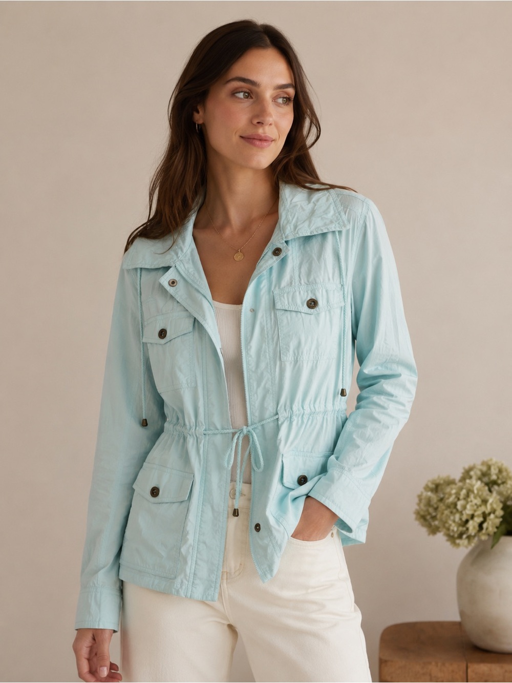 Forever 21 Light Blue Zipup Hooded‎ Jacket